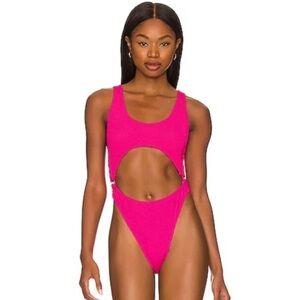 Good American Hot Pink Cut Out Swimsuit